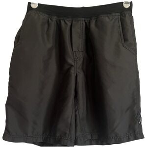 prAna Mens Black Board Shorts Swim Trunks Mesh Lining Size Large Elastic Waist